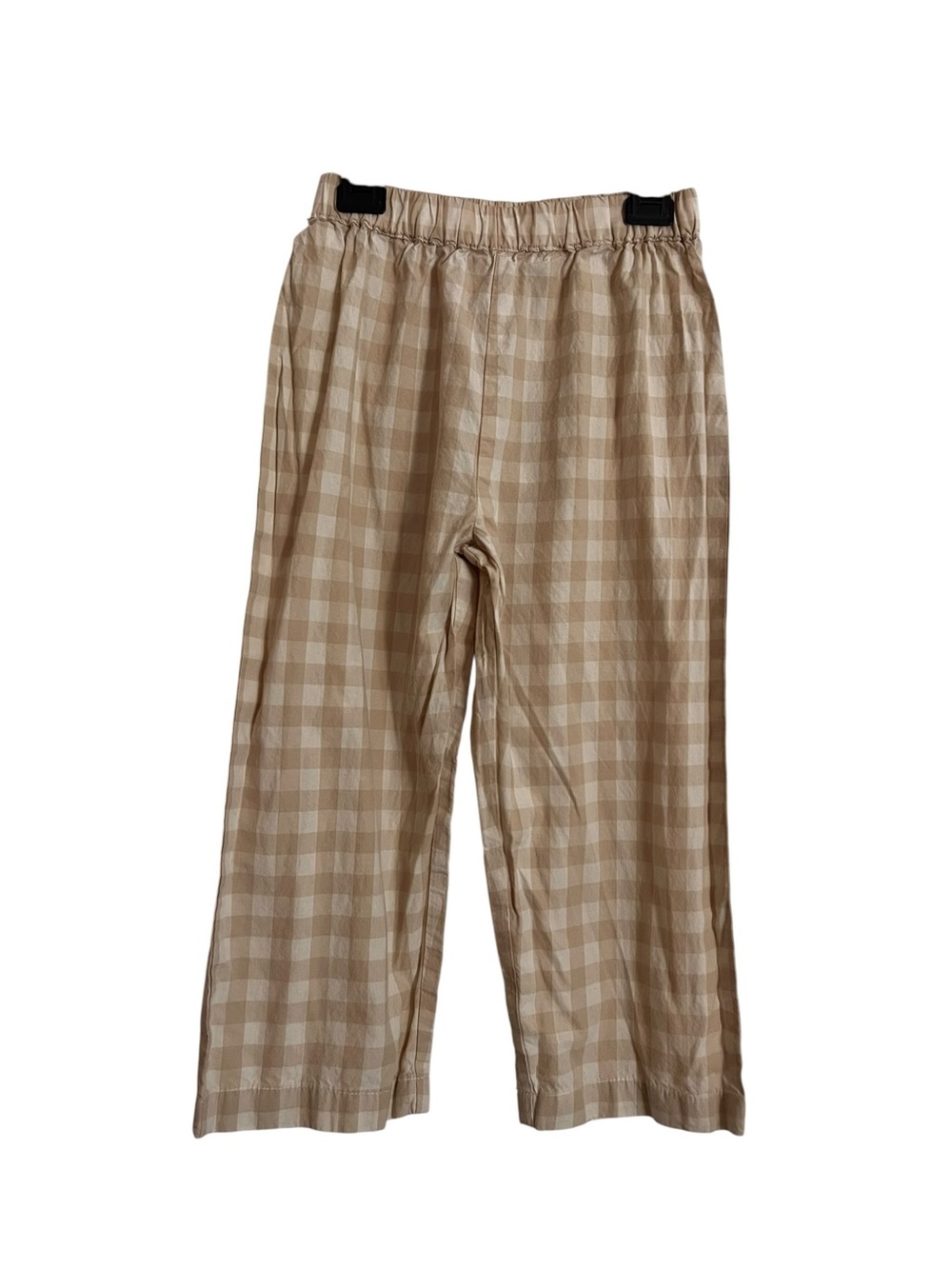 Jamie Kay Beige Gingham Elastic-Waist Kids Pants